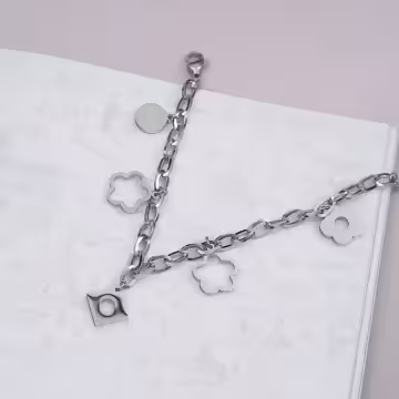 316鋼飾×小花朵 ×手鍊×銀色