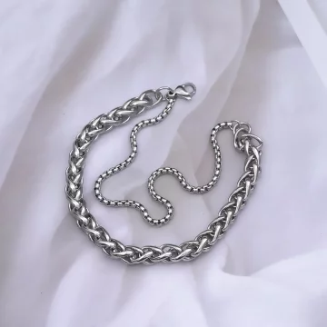 316鋼飾×龍骨雙鍊 ×中性手鍊×銀色.avif