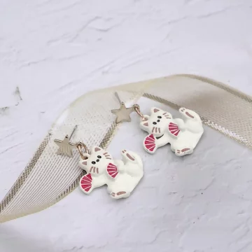 舞扇的吉祥貓×吊墜耳環 .avif