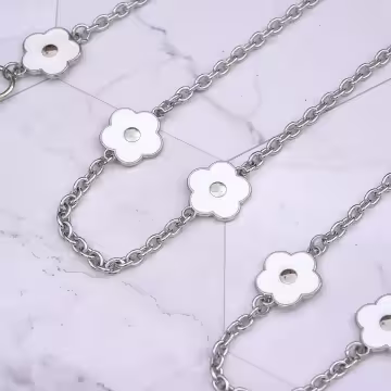 法式小花×手機斜背雙勾掛繩×白色