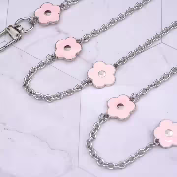 法式小花×手機斜背雙勾掛繩×粉紅