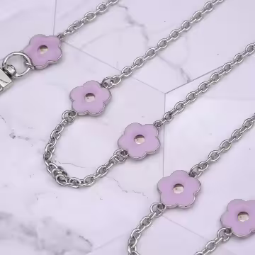 法式小花×手機斜背雙勾掛繩×紫色