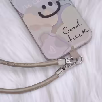 單色簡約皮革×手機斜背雙勾掛繩×金色