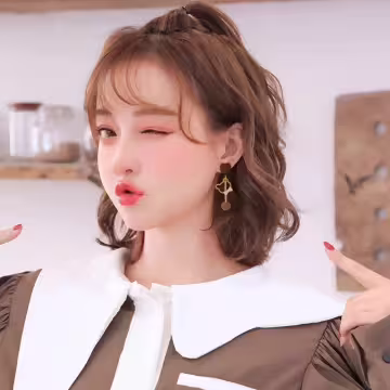 絨毛愛心小熊餅乾&times;不對稱蚊香盤U型耳夾