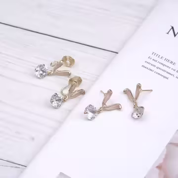 兔耳V字晶鑽×蚊香盤U型耳夾