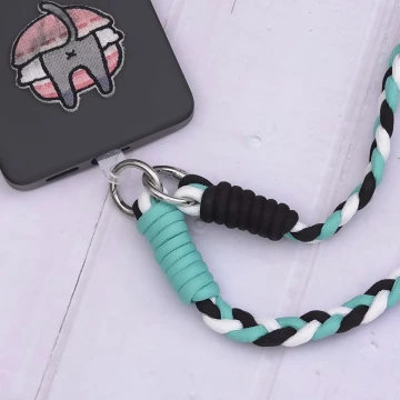 撞色麻花辮×手機斜背雙勾掛繩×黑綠.avif