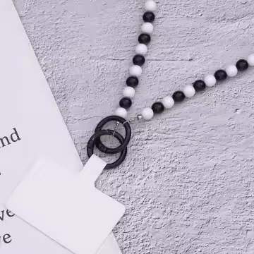 兔兔糖果圓珠×手機斜背雙勾掛繩×黑白