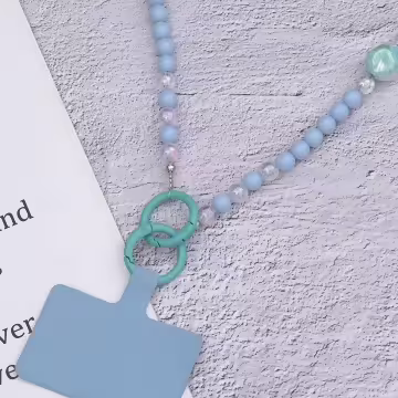 兔兔糖果圓珠×手機斜背雙勾掛繩×藍色