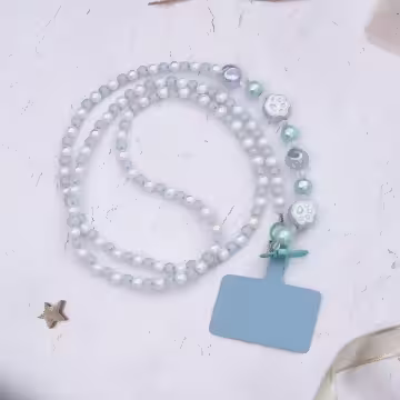 萌貓手掌糖果圓珠×手機斜背雙勾掛繩×藍色