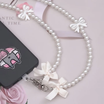 緞帶蝴蝶結珍珠×手機斜背雙勾掛繩.avif