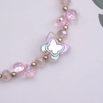 彩蝶水晶串珠×手機腕帶掛繩×粉紅.avif