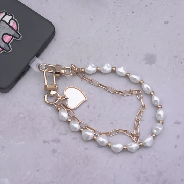 白色愛心雙層鍊條×手機腕帶掛繩.avif