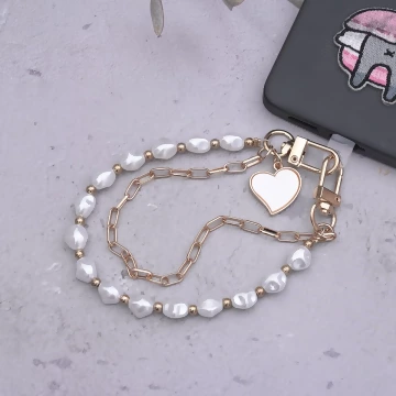 白色愛心雙層鍊條×手機腕帶掛繩.avif