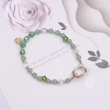 碧綠蝴蝶小花朵×手機腕帶掛繩