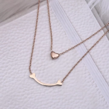 316鋼飾×雙層微笑小桃心×鎖骨項鍊×玫瑰金.avif