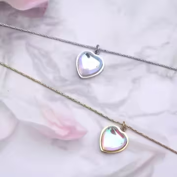 316鋼飾×月光愛心×鎖骨項鍊×銀色