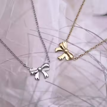 316鋼飾×禮物蝴蝶結×鎖骨項鍊×金色