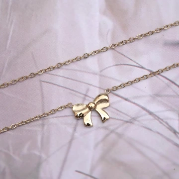 316鋼飾×禮物蝴蝶結×鎖骨項鍊×金色.avif