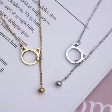 316鋼飾×貓咪鈴鐺×鎖骨項鍊×金色