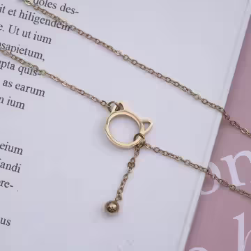 316鋼飾×貓咪鈴鐺×鎖骨項鍊×金色