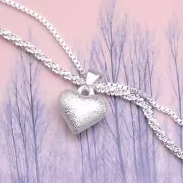 雙層磨砂愛心×鎖骨項鍊