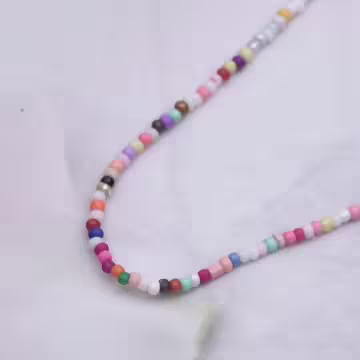 雙層小串珠珠×鎖骨項鍊×白彩