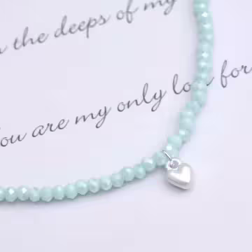 愛心小串珠珠&times;鎖骨項鍊&times;綠色