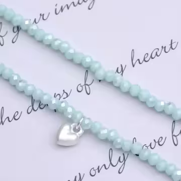 愛心小串珠珠&times;鎖骨項鍊&times;綠色