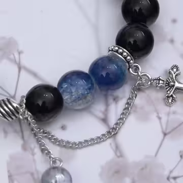 十字琉璃光與夜×固定式串珠手鍊