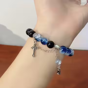 十字琉璃光與夜×固定式串珠手鍊