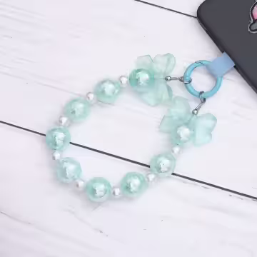 糖果紙炫彩蝴蝶結×手機腕帶掛繩×藍色