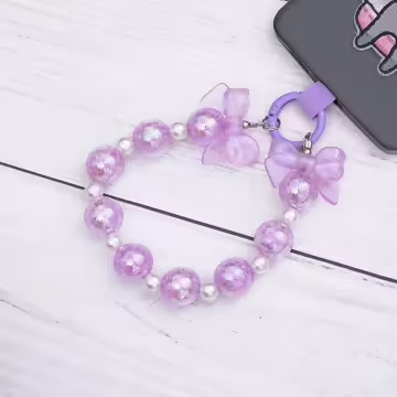 糖果紙炫彩蝴蝶結×手機腕帶掛繩×紫色