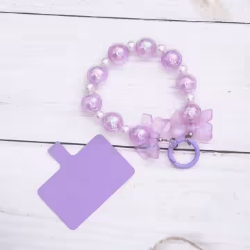 糖果紙炫彩蝴蝶結×手機腕帶掛繩×紫色