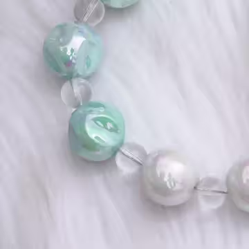 皺皺球撞色糖果×手機腕帶掛繩×藍色