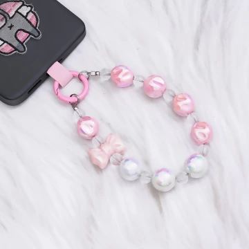 皺皺球撞色糖果×手機腕帶掛繩×粉紅.avif