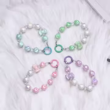 皺皺球撞色糖果×手機腕帶掛繩×紫色