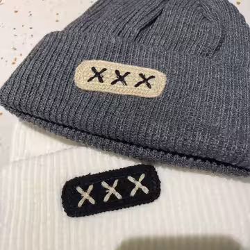 中性叉叉針織帽×毛帽×藍色