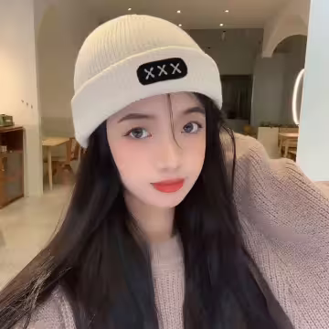 中性叉叉針織帽×毛帽×白色