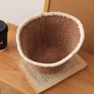 淑女毛絨漁夫帽×毛帽×棕咖白邊