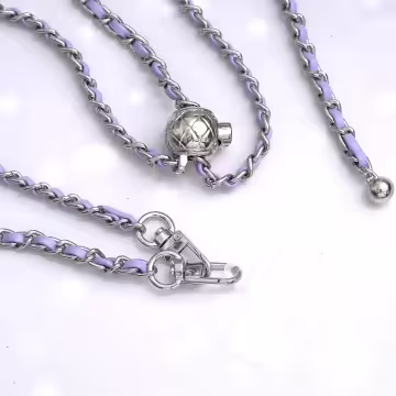 紫銀小香風鍊條金屬球×手機斜背雙勾掛繩×紫銀