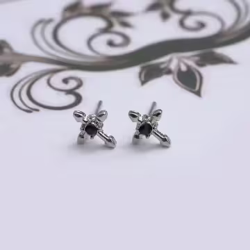 十字架愛心黑領結×三套件耳環組