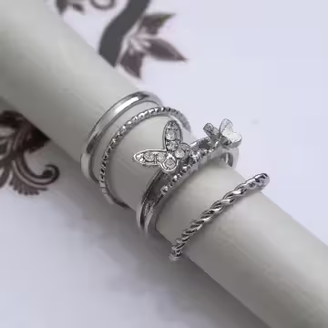 化蝶銀色×四套件戒指組