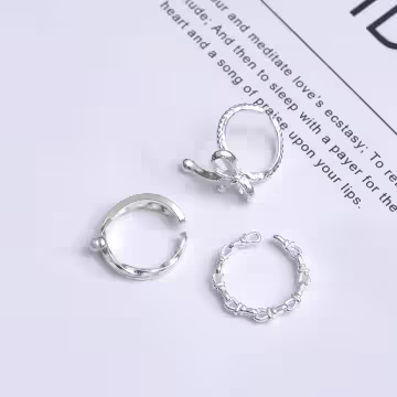 氣質綁帶蝴蝶結×三套件戒指組×銀色