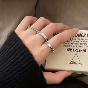 莫比烏斯扭轉數字×三套件戒指組×銀色