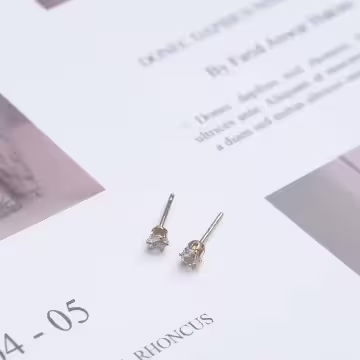 粉晶花朵領結晶鑽×三套件耳環組