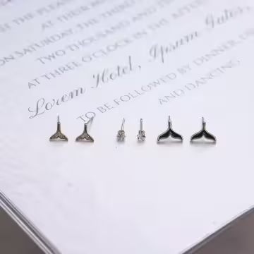 美麗晶鑽人魚尾巴×三套件耳環組