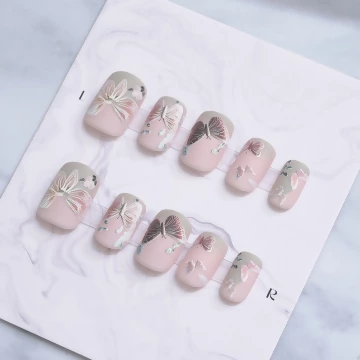 粉嫩浮雕蝴蝶霧面×穿戴式手指甲片×二十四入.avif
