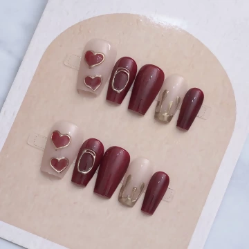 金愛心紅酒流心亮面×穿戴式手指甲片×二十四入.avif