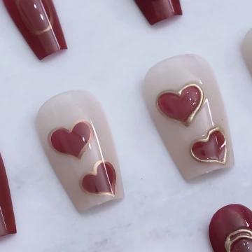 金愛心紅酒流心亮面×穿戴式手指甲片×二十四入.avif