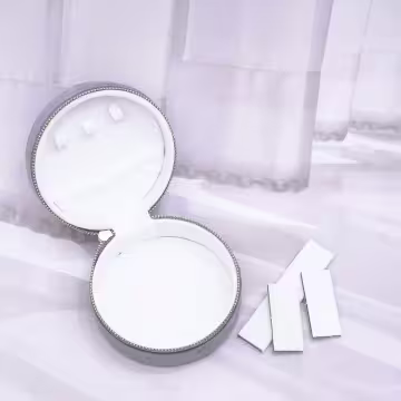 圓形植絨×拉鍊飾品盒×深灰